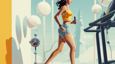 Best belly fat loss exercises graphic on treadmill
